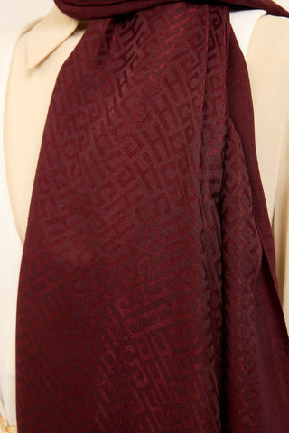 Naia Pamuk Şal SH Desen Bordo - Naia Şal - | Silk Home
