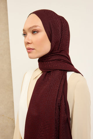 Naia Pamuk Şal SH Desen Bordo - Naia Şal - | Silk Home