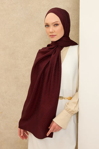 Naia Pamuk Şal SH Desen Bordo - Naia Şal - | Silk Home
