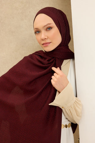 Naia Pamuk Şal SH Desen Bordo - Naia Şal - | Silk Home
