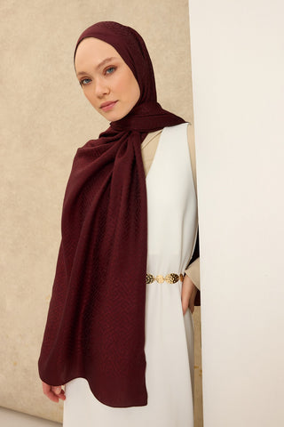 Naia Pamuk Şal SH Desen Bordo - Naia Şal - | Silk Home
