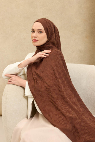 Naia Pamuk Şal SH Desen Çikolata Kahve - Naia Şal - | Silk Home