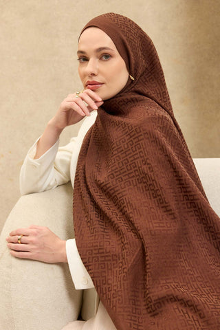Naia Pamuk Şal SH Desen Çikolata Kahve - Naia Şal - | Silk Home