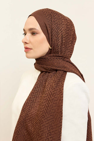 Naia Pamuk Şal SH Desen Çikolata Kahve - Naia Şal - | Silk Home