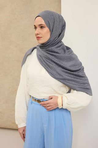 Naia Pamuk Şal SH Desen Füme - Naia Şal - | Silk Home