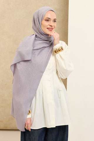 Naia Pamuk Şal SH Desen Gümüş - Naia Şal - | Silk Home