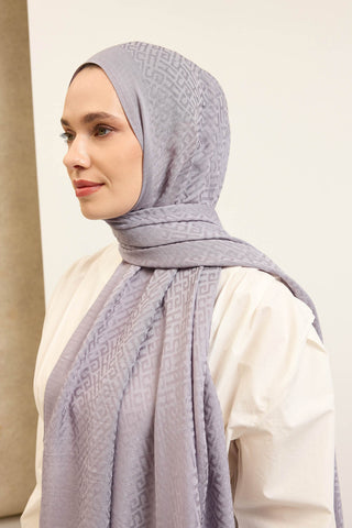 Naia Pamuk Şal SH Desen Gümüş - Naia Şal - | Silk Home