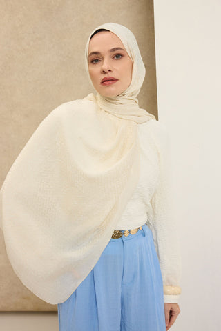 Naia Pamuk Şal SH Desen Krem - Naia Şal - | Silk Home