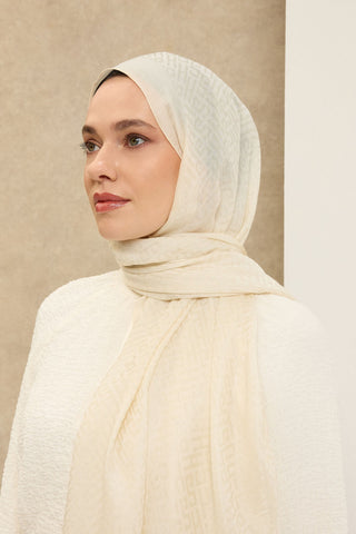 Naia Pamuk Şal SH Desen Krem - Naia Şal - | Silk Home