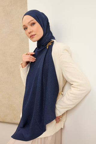 Naia Pamuk Şal SH Desen Lacivert - Naia Şal - | Silk Home