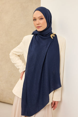 Naia Pamuk Şal SH Desen Lacivert - Naia Şal - | Silk Home