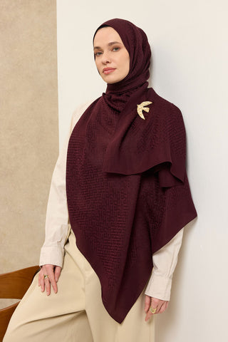 Naia Pamuk Şal SH Desen Mürdüm - Naia Şal - | Silk Home