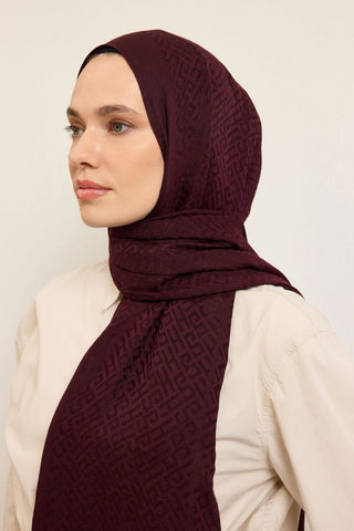 Naia Pamuk Şal SH Desen Mürdüm - Naia Şal - | Silk Home
