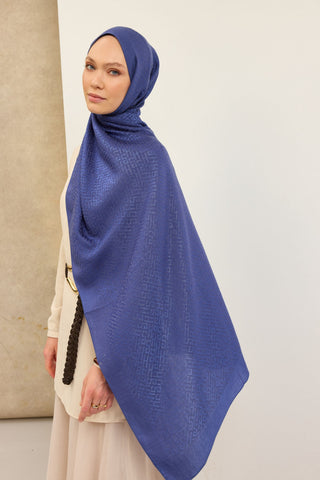 Naia Pamuk Şal SH Desen Saks - Naia Şal - | Silk Home