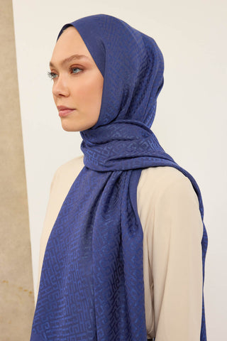 Naia Pamuk Şal SH Desen Saks - Naia Şal - | Silk Home