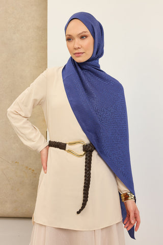 Naia Pamuk Şal SH Desen Saks - Naia Şal - | Silk Home