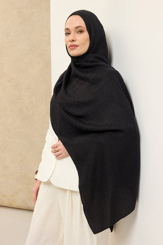 Naia Pamuk Şal SH Desen Siyah - Naia Şal - | Silk Home