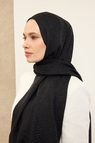 Naia Pamuk Şal SH Desen Siyah - Naia Şal - | Silk Home