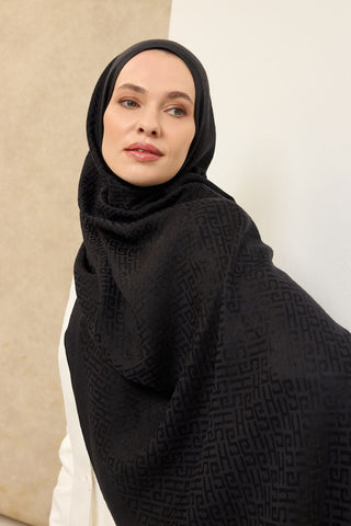 Naia Pamuk Şal SH Desen Siyah - Naia Şal - | Silk Home