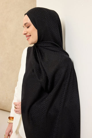 Naia Pamuk Şal SH Desen Siyah - Naia Şal - | Silk Home