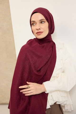 Naia Pamuk Şal SH Desen Vişne - Naia Şal - | Silk Home