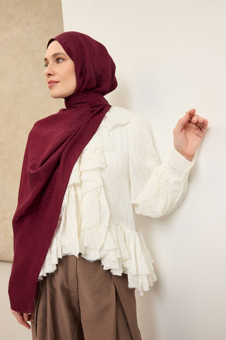 Naia Pamuk Şal SH Desen Vişne - Naia Şal - | Silk Home
