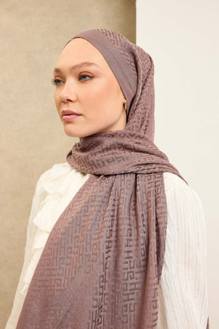 Naia Pamuk Şal SH Desen Vizon - Naia Şal - | Silk Home