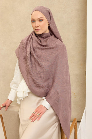 Naia Pamuk Şal SH Desen Vizon - Naia Şal - | Silk Home
