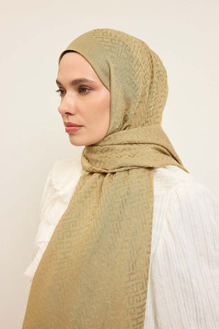Naia Pamuk Şal SH Desen Yağ Yeşili - Naia Şal - | Silk Home