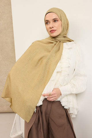 Naia Pamuk Şal SH Desen Yağ Yeşili - Naia Şal - | Silk Home