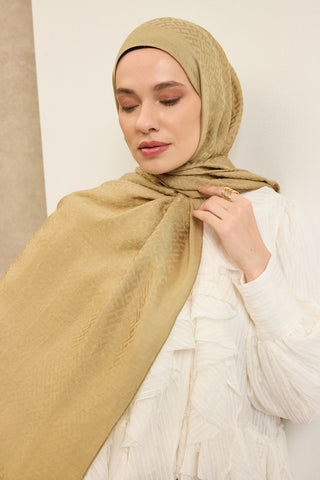Naia Pamuk Şal SH Desen Yağ Yeşili - Naia Şal - | Silk Home