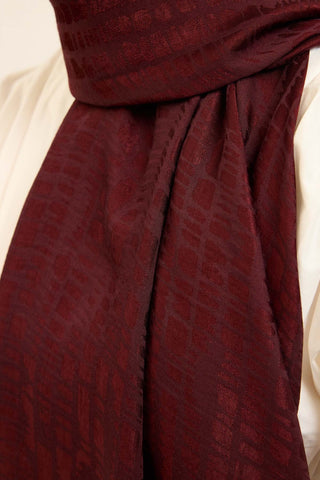 Naia Pamuk Şal Taş Desen Bordo - Naia Şal - | Silk Home