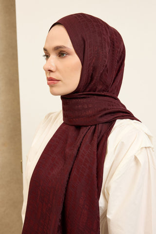 Naia Pamuk Şal Taş Desen Bordo - Naia Şal - | Silk Home