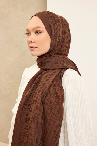 Naia Pamuk Şal Taş Desen Çikolata Kahve - Naia Şal - | Silk Home