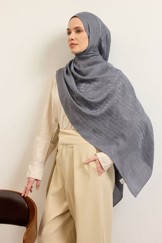 Naia Pamuk Şal Taş Desen Füme - Naia Şal - | Silk Home