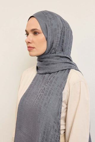 Naia Pamuk Şal Taş Desen Füme - Naia Şal - | Silk Home