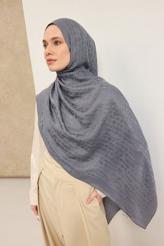 Naia Pamuk Şal Taş Desen Füme - Naia Şal - | Silk Home