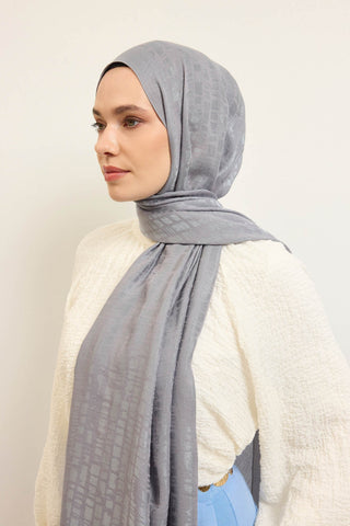 Naia Pamuk Şal Taş Desen Gri - Naia Şal - | Silk Home