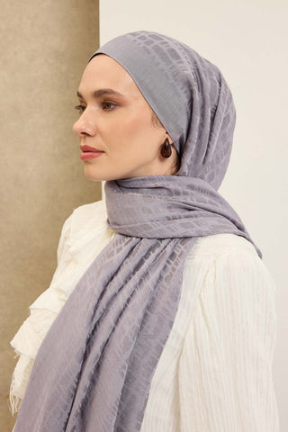 Naia Pamuk Şal Taş Desen Gümüş - Naia Şal - | Silk Home