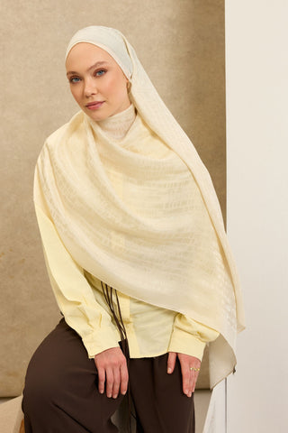 Naia Pamuk Şal Taş Desen Krem - Naia Şal - | Silk Home