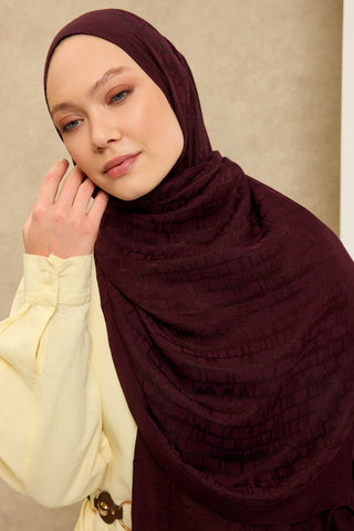 Naia Pamuk Şal Taş Desen Mürdüm - Naia Şal - | Silk Home