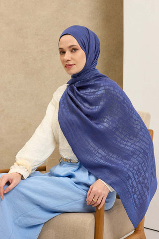 Naia Pamuk Şal Taş Desen Saks - Naia Şal - | Silk Home