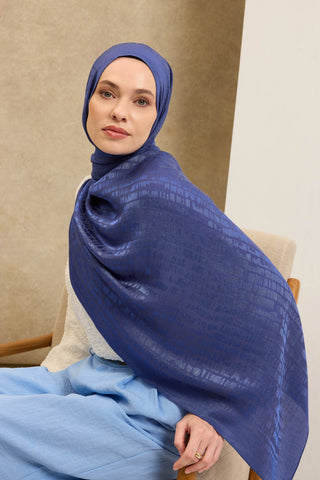 Naia Pamuk Şal Taş Desen Saks - Naia Şal - | Silk Home