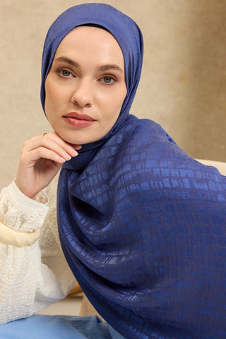 Naia Pamuk Şal Taş Desen Saks - Naia Şal - | Silk Home