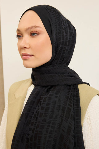 Naia Pamuk Şal Taş Desen Siyah - Naia Şal - | Silk Home