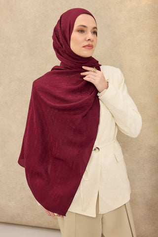 Naia Pamuk Şal Taş Desen Vişne - Naia Şal - | Silk Home