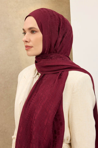 Naia Pamuk Şal Taş Desen Vişne - Naia Şal - | Silk Home