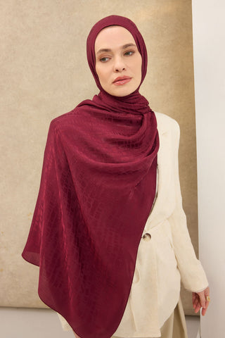 Naia Pamuk Şal Taş Desen Vişne - Naia Şal - | Silk Home
