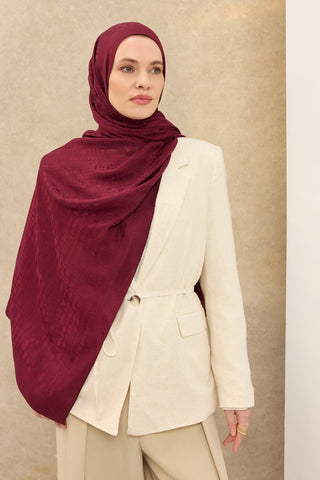 Naia Pamuk Şal Taş Desen Vişne - Naia Şal - | Silk Home