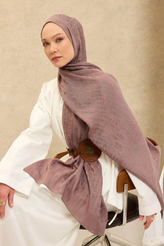 Naia Pamuk Şal Taş Desen Vizon - Naia Şal - | Silk Home